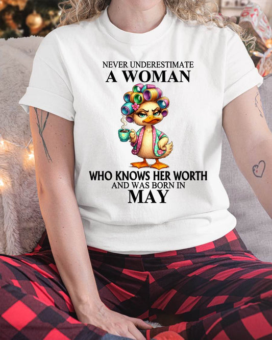 MAY – NEVER UNDERESTIMATE A WOMAN WHO KNOWS HER WORTH - FOR WOMEN - TLEE05 (SKU2604-56-05)