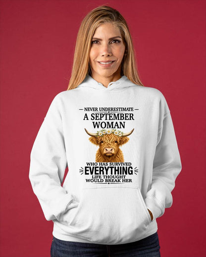 SEPTEMBER WOMAN HIGHLAND COW SHIRT - FOR WOMEN - TLEE09 (SKU2606-158-09)