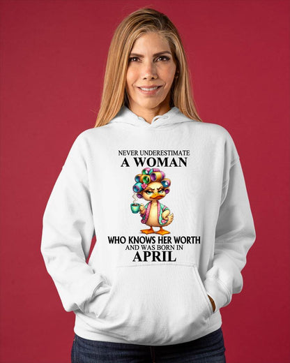 APRIL – NEVER UNDERESTIMATE A WOMAN WHO KNOWS HER WORTH - FOR WOMEN - TLEE04 (SKU2604-56-04)