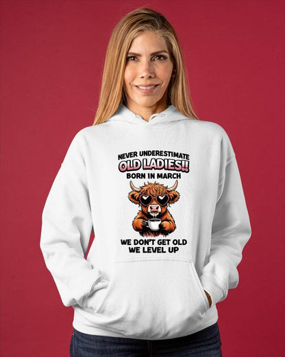 MARCH BORN WOMEN LEVEL UP, NEVER GROW OLD SHIRT - FOR WOMEN - TLEE03 (SKU2606-79-03)