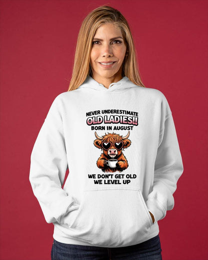 AUGUST BORN WOMEN LEVEL UP, NEVER GROW OLD SHIRT - FOR WOMEN - TLEE08 (SKU2606-79-08)