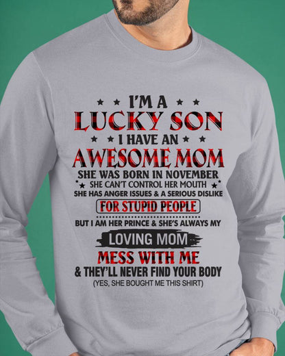 NOVEMBER - I’M A LUCKY SON I HAVE AN AWESOME MOM - FROM MOM - TLEE11 (SKU26T-01-24-11)