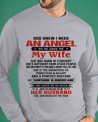FEBRUARY - GOD KNEW I NEEDED AN ANGEL SO HE GAVE ME MY WIFE - FROM WIFE - TLEE02 (SKU26T-01-54-02)