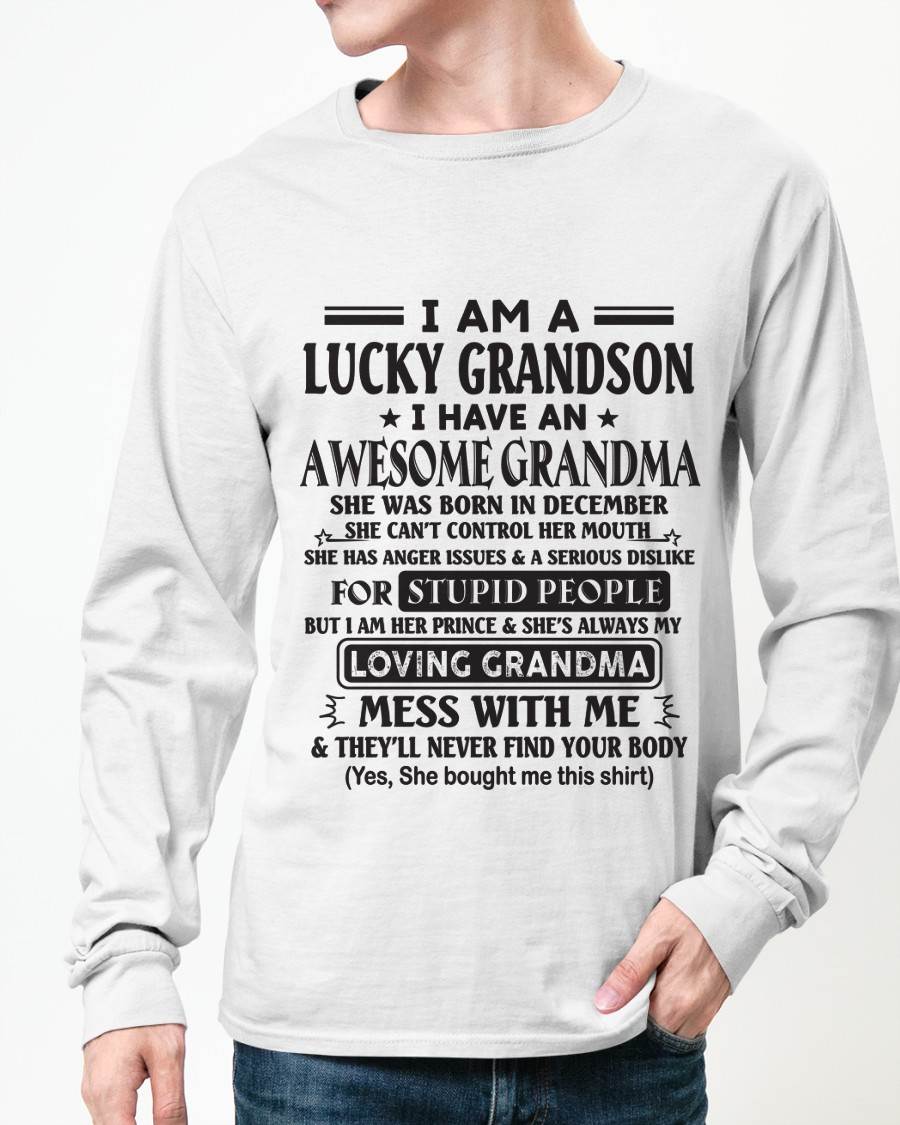 DECEMBER - I AM A LUCKY GRANDSON I HAVE AN AWESOME GRANDMA - FROM GRANDMA - TLEE12 (SKU12-40-12)