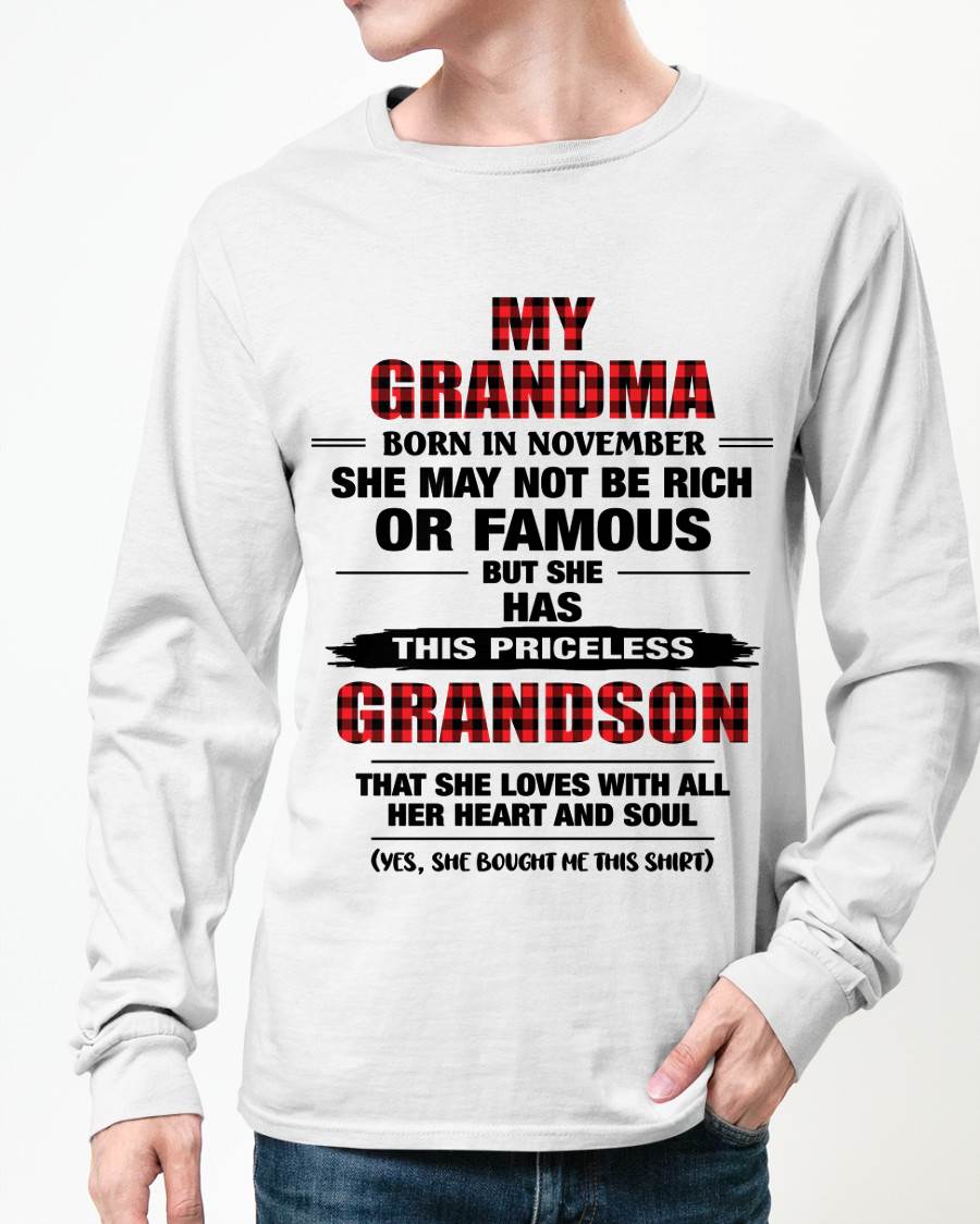 NOVEMBER GRANDMA LOVES ME – PRICELESS GRANDSON GIFT- FROM GRANDMA - TLEE11 (SKU2604-260-11)