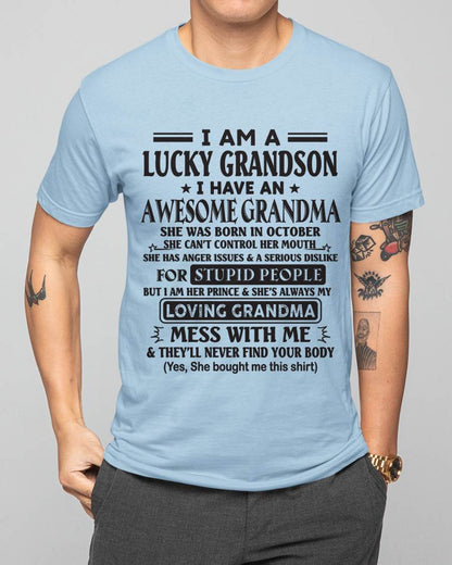 OCTOBER - I AM A LUCKY GRANDSON I HAVE AN AWESOME GRANDMA - FROM GRANDMA - TLEE10 (SKU12-40-10)