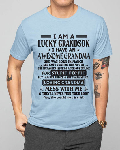 MARCH - I AM A LUCKY GRANDSON I HAVE AN AWESOME GRANDMA - FROM GRANDMA - TLEE03 (SKU12-40-03)