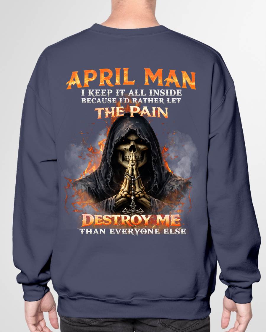 APRIL MAN SKULL SHIRT – I KEEP IT ALL INSIDE DARK GOTHIC T-SHIRT - FOR MAN - TLEE04 (SKU2604-136-04)