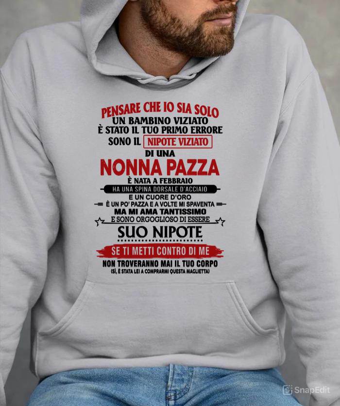 NONNA PAZZA NATA A FEBBRAIO – NIPOTE VIZIATO – DALLA NONNA - TLEE02 (SKU2605-334-02)