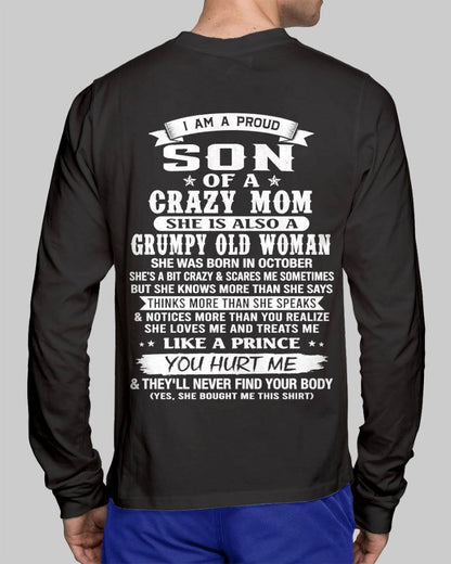 OCTOBER - PROUD SON OF A CRAZY MOM - FROM MOM - TLEE10 (SKU2606-127-10)