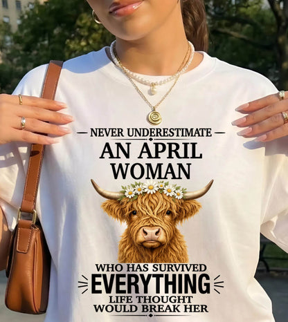 APRIL WOMAN HIGHLAND COW SHIRT - FOR WOMEN - TLEE04 (SKU2606-158-04)
