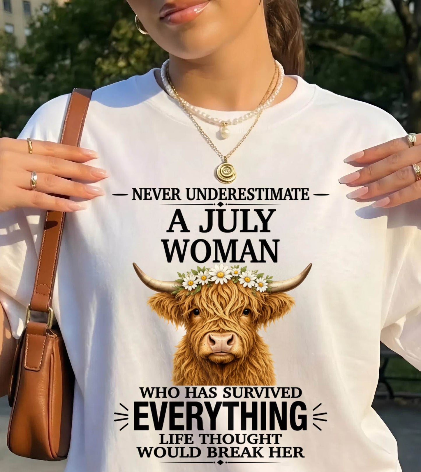 JULY WOMAN HIGHLAND COW SHIRT - FOR WOMEN - TLEE07 (SKU2606-158-07)