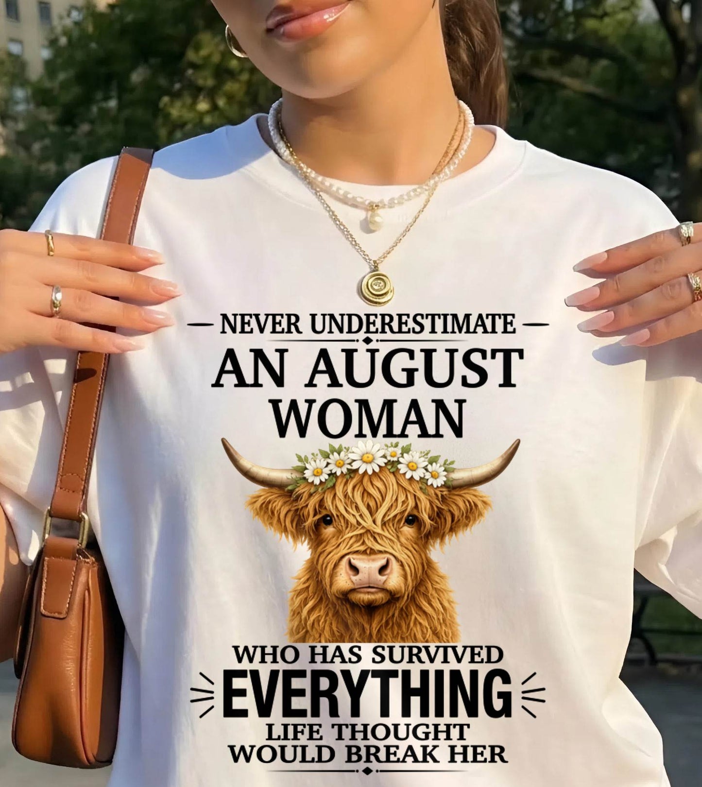 AUGUST WOMAN HIGHLAND COW SHIRT - FOR WOMEN - TLEE08 (SKU2606-158-08)