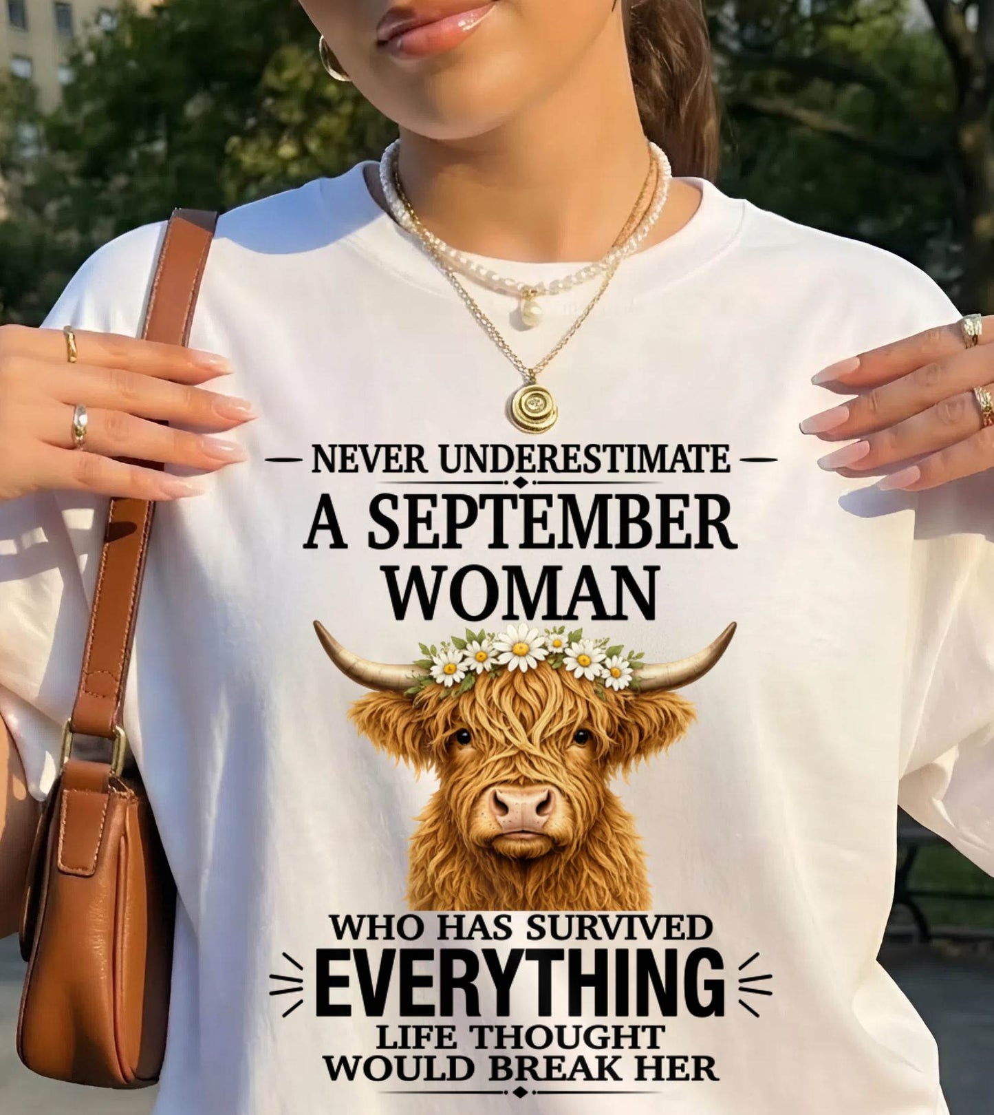 SEPTEMBER WOMAN HIGHLAND COW SHIRT - FOR WOMEN - TLEE09 (SKU2606-158-09)