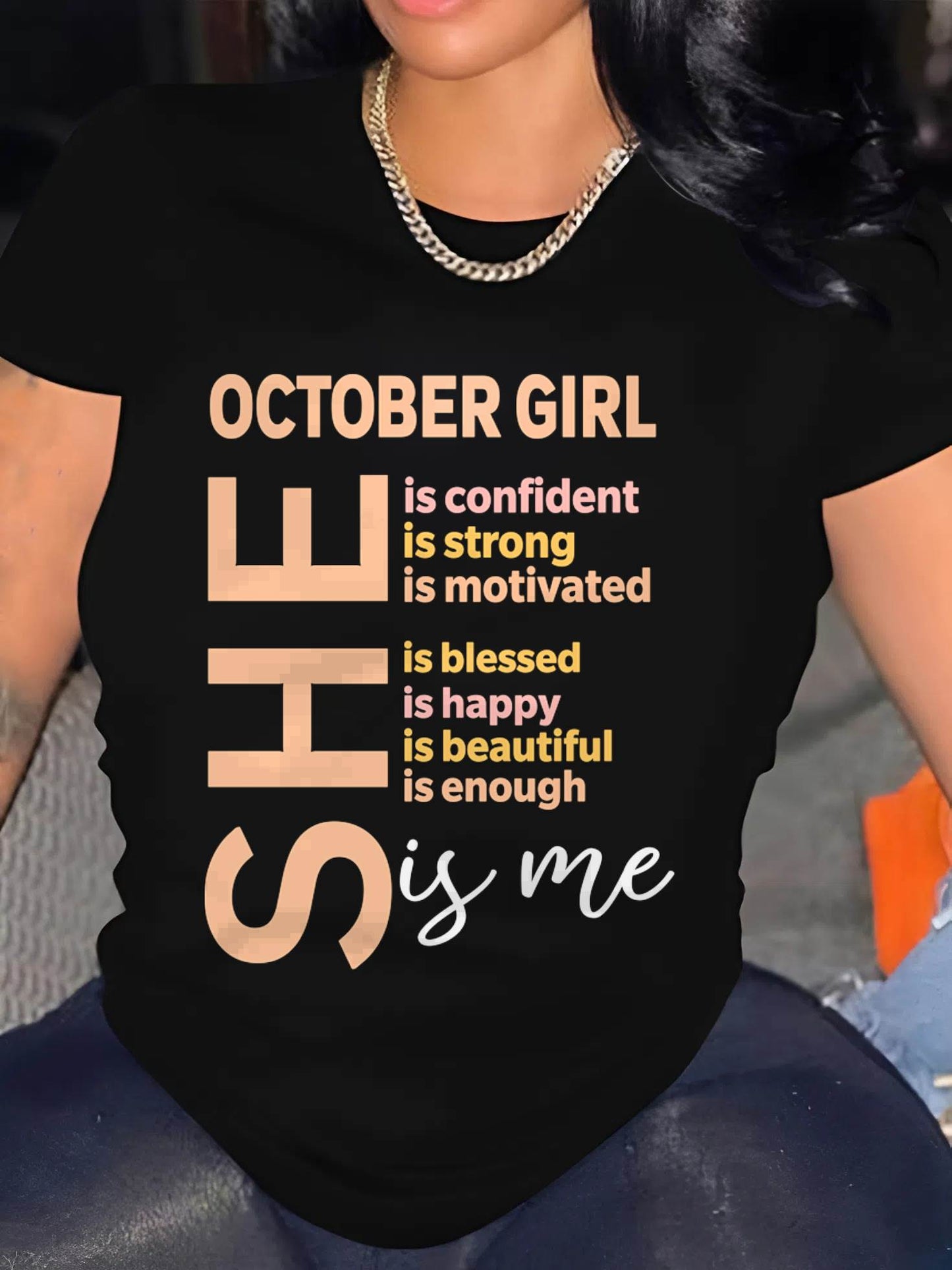 OCTOBER GIRL - SELF LOVE TYPOGRAPHY - FOR WOMEN - TLEE10 (SKU2606-255-10)