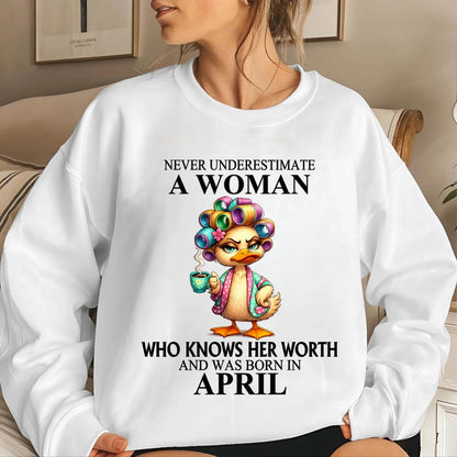 APRIL – NEVER UNDERESTIMATE A WOMAN WHO KNOWS HER WORTH - FOR WOMEN - TLEE04 (SKU2604-56-04)