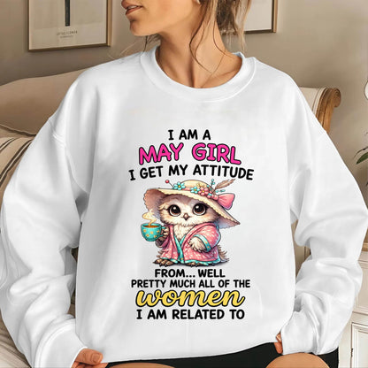 MAY GIRL – I GET MY ATTITUDE FROM MY FAMILY - FOR WOMEN - TLEE05 (SKU2604-294-05)