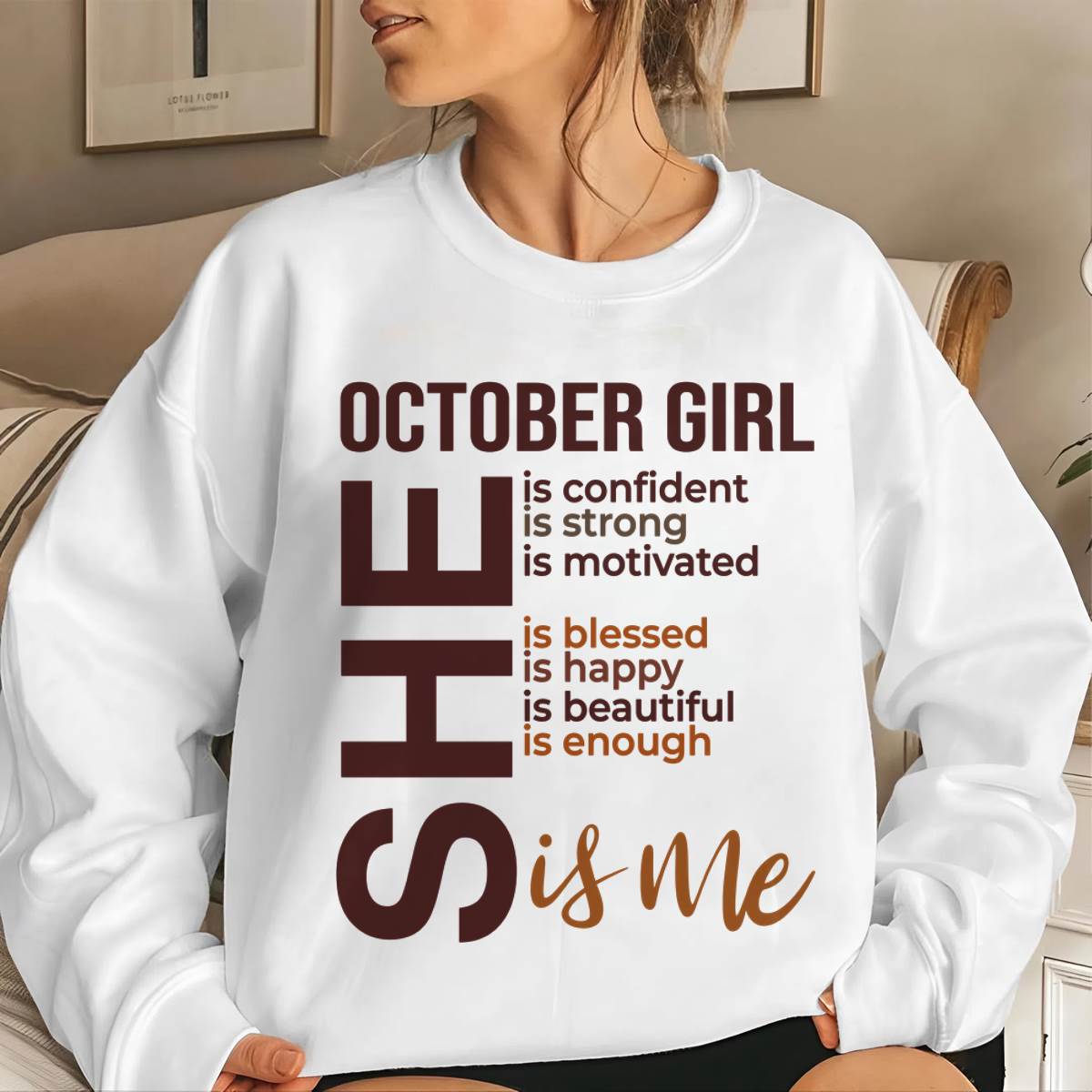 OCTOBER BORN GIRL – CONFIDENT & STRONG - FOR WOMEN - TLEE10 (SKU2605-04-10)