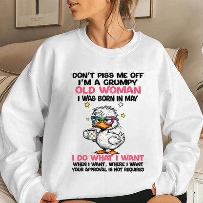 MAY BORN - FUNNY ATTITUDE DUCK GRUMPY WOMAN T-SHIRT - FOR WOMEN - TLEE05 (SKU2603-238-05)