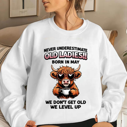 MAY BORN WOMEN LEVEL UP, NEVER GROW OLD SHIRT - FOR WOMEN - TLEE05 (SKU2606-79-05)