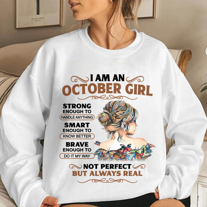 OCTOBER – INSPIRATIONAL WOMEN’S SHIRT NOT PERFECT BUT REAL - FOR WOMEN - TLEE10 (SKU2604-159-10)