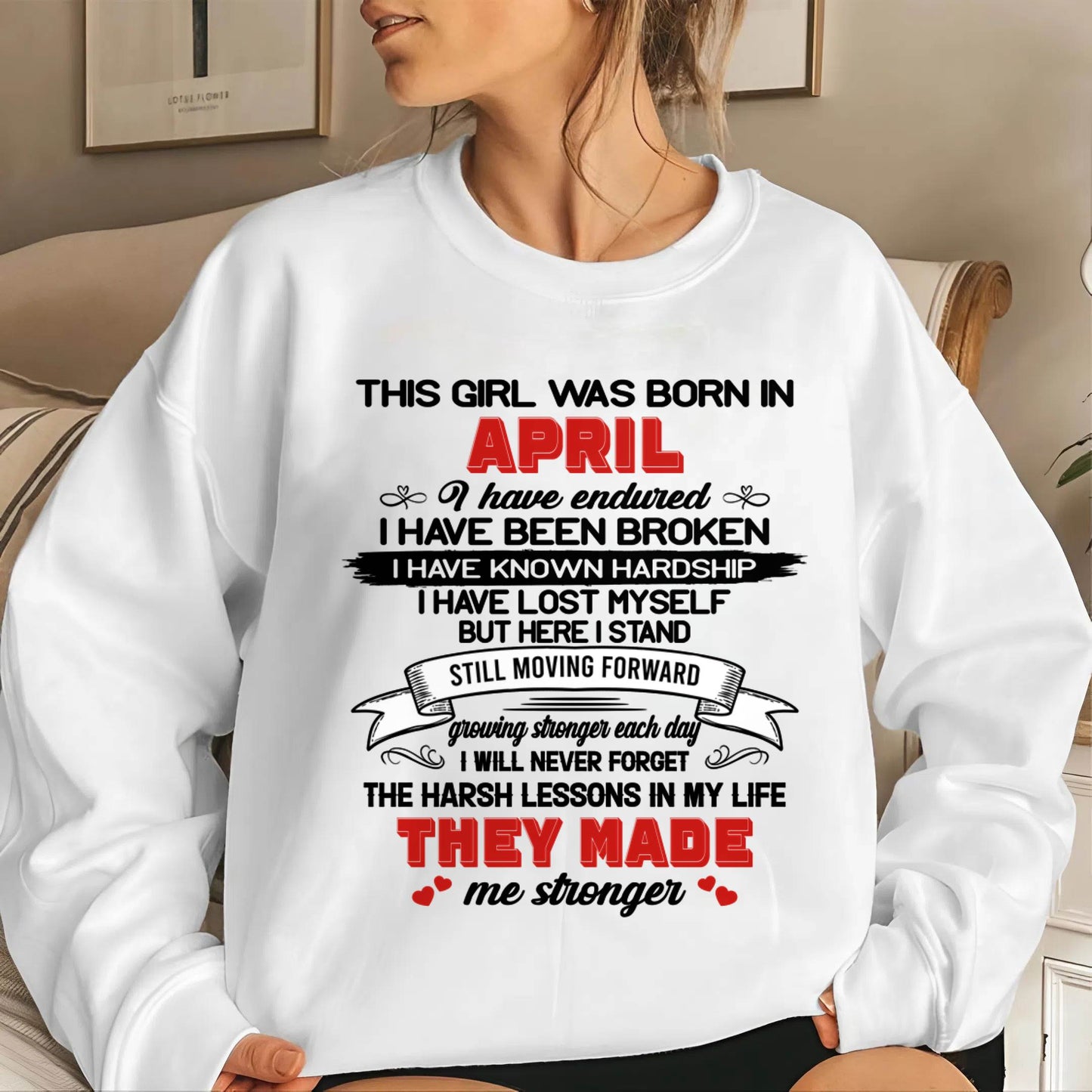 APRIL - EVERY HARD LESSON MADE ME STRONGER - FOR WOMEN - TLEE04 (SKU2602-22-04)