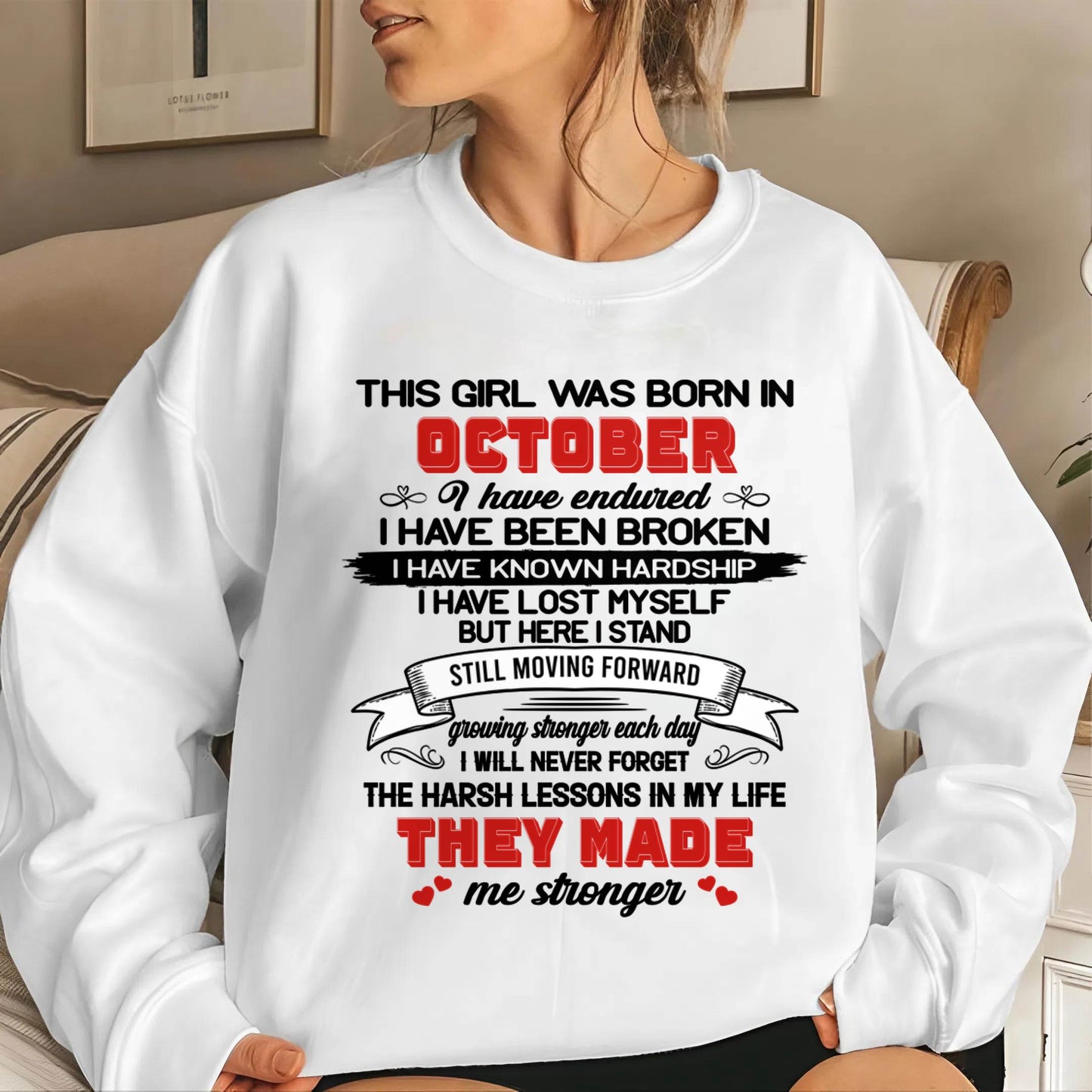 OCTOBER - EVERY HARD LESSON MADE ME STRONGER - FOR WOMEN - TLEE10 (SKU2602-22-10)
