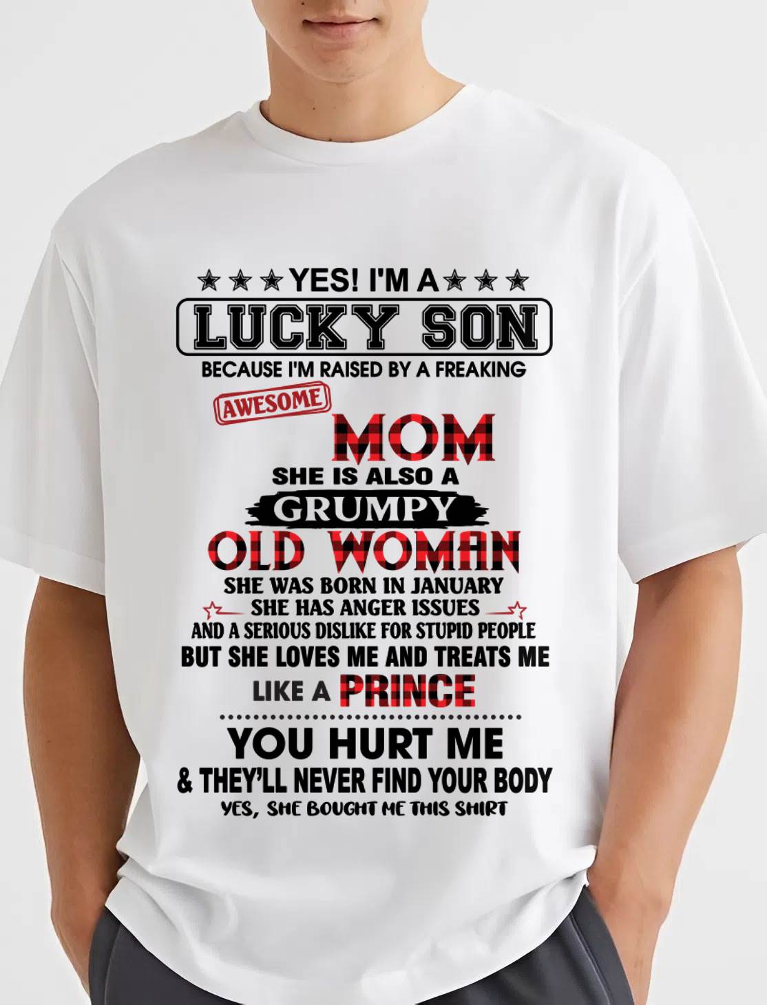 JANUARY - LUCKY SON – PROUD TO BE RAISED BY AN AWESOME MOM - FROM MOM - TLEE01 (SKU2603-106-01)