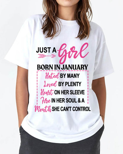 BORN IN JANUARY – A GIRL WITH ATTITUDE, HEART, AND A MOUTH SHE CAN’T CONTROL - FOR WOMEN - TLEE01 (SKU2603-363-01)