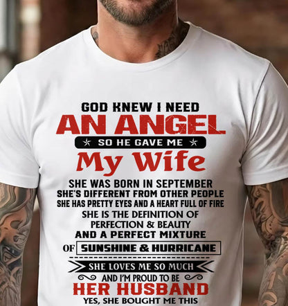SEPTEMBER - GOD KNEW I NEEDED AN ANGEL SO HE GAVE ME MY WIFE - FROM WIFE - TLEE09 (SKU26T-01-54-09)