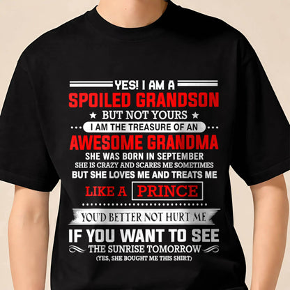 SEPTEMBER - SPOILED GRANDSON BUT NOT YOURS – PROUD TREASURE OF AN AWESOME GRANDMA - FROM GRANDMA - TLEE09 (SKU2604-186-09)