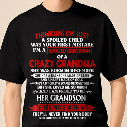 DECEMBER - THINK I'M SPOILED? WRONG—I'M A CRAZY GRANDMA’S GRANDSON - FROM GRANDMA - TLEE12 (SKU2603-186-12)