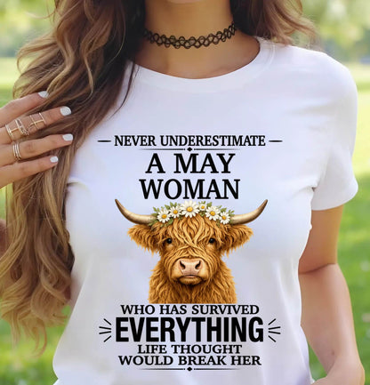 MAY WOMAN HIGHLAND COW SHIRT - FOR WOMEN - TLEE05 (SKU2606-158-05)