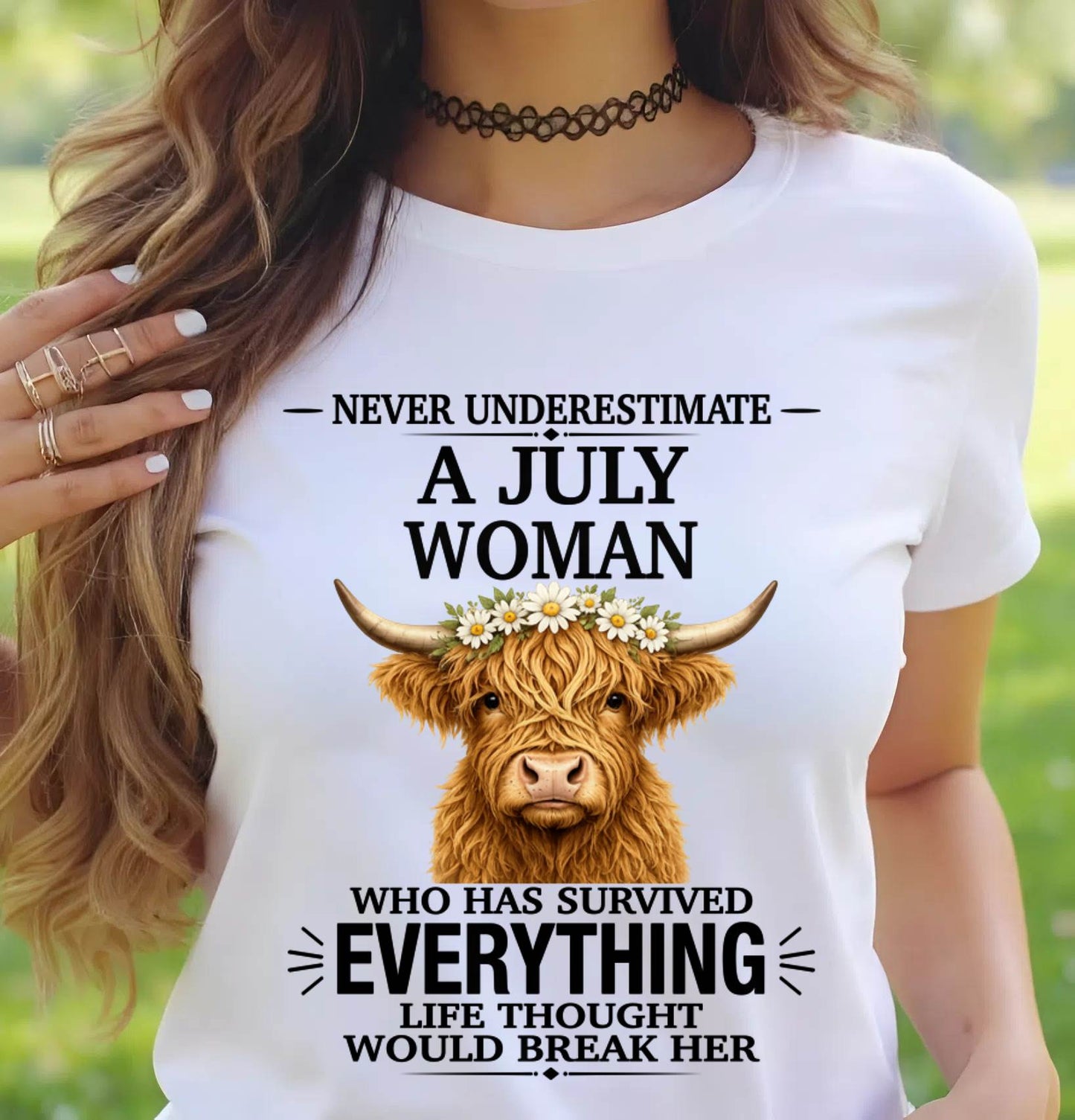 JULY WOMAN HIGHLAND COW SHIRT - FOR WOMEN - TLEE07 (SKU2606-158-07)