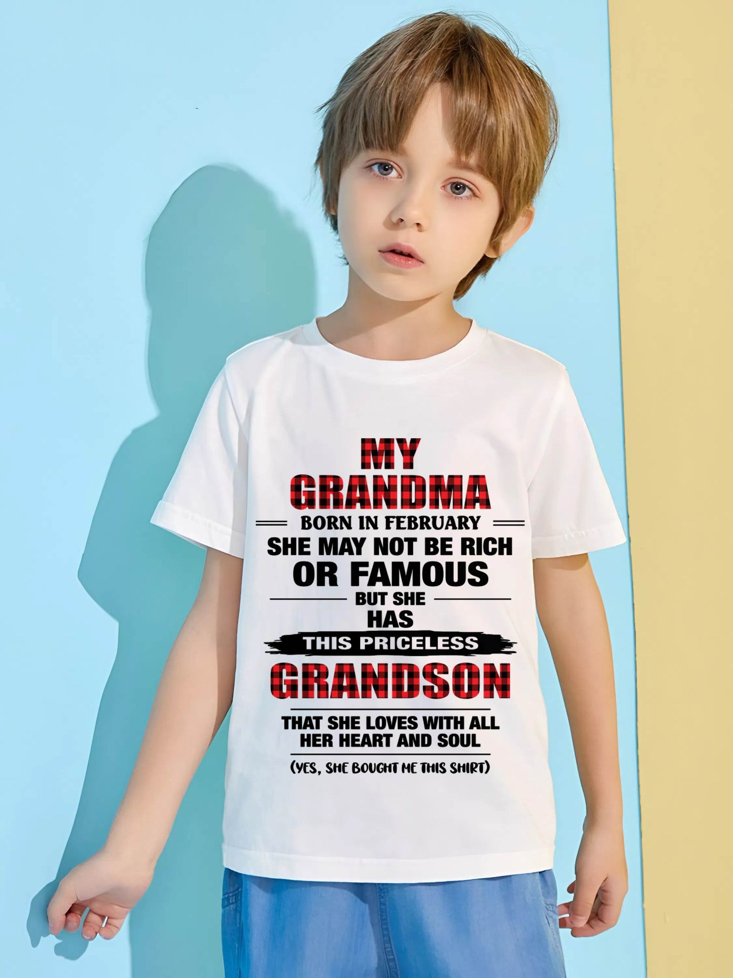 FEBRUARY GRANDMA LOVES ME – PRICELESS GRANDSON GIFT- FROM GRANDMA - TLEE02 (SKU2604-260-02)