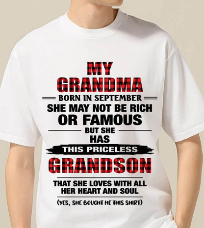 SEPTEMBER GRANDMA LOVES ME – PRICELESS GRANDSON GIFT- FROM GRANDMA - TLEE09 (SKU2604-260-09)