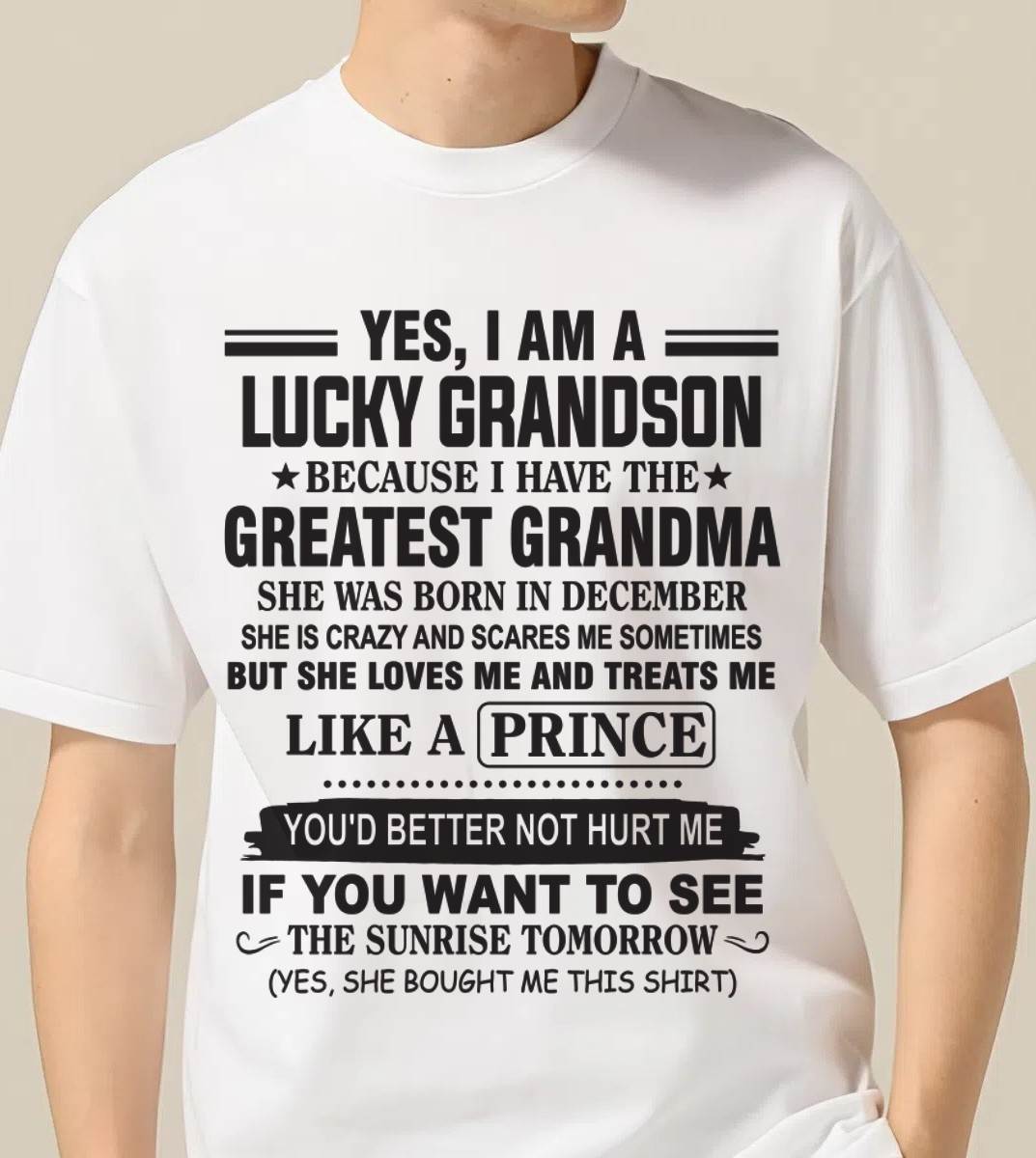 DECEMBER - YES, I AM A LUCKY GRANDSON BECAUSE I HAVE THE GREATEST GRANDMA - FROM GRANDMA - TLEE12 (SKU10-84-12)