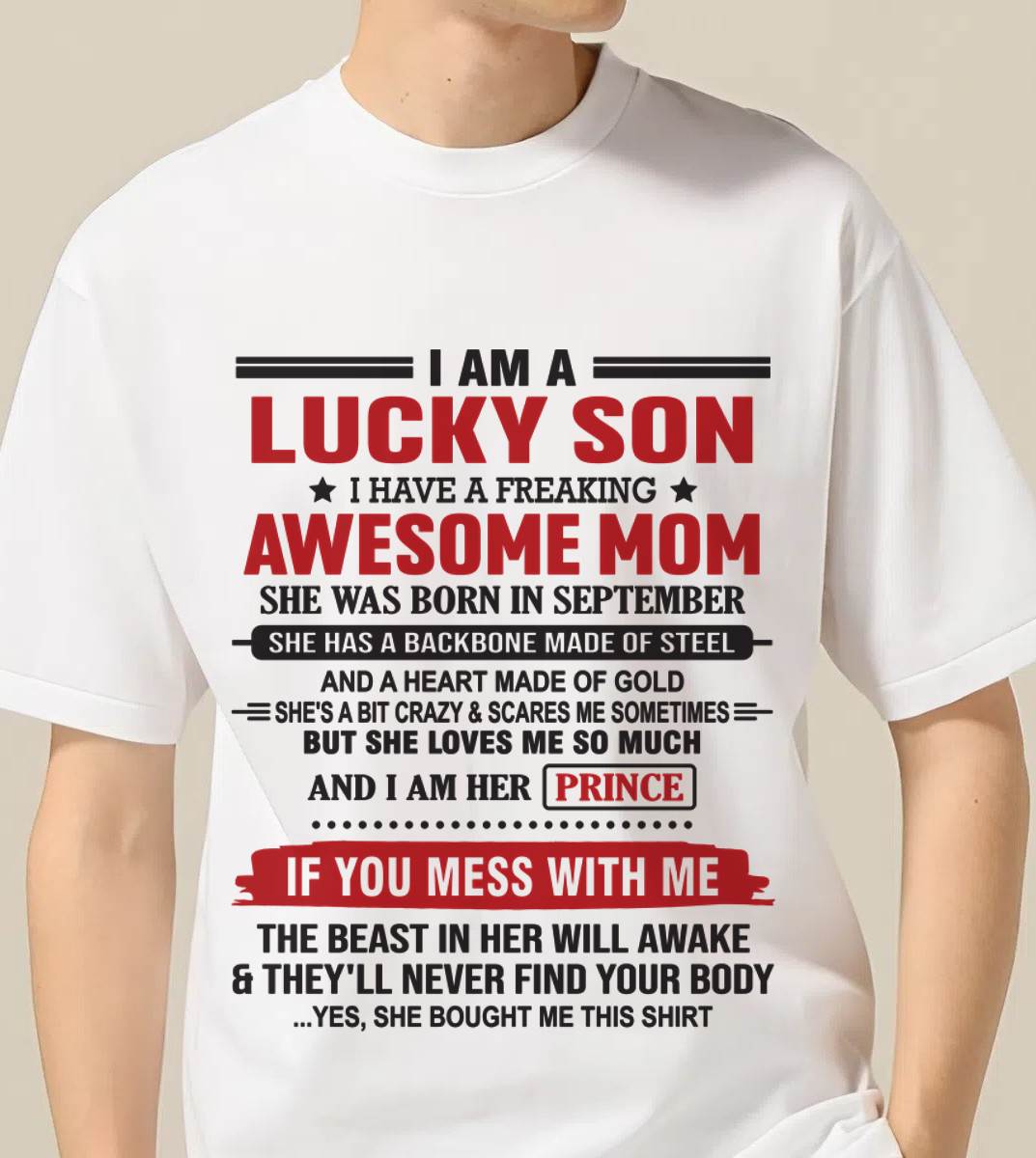 SEPTEMBER - LUCKY SON OF A STRONG AND PROTECTIVE MOM - FROM MOM - TLEE09 (SKU2602-97-09)