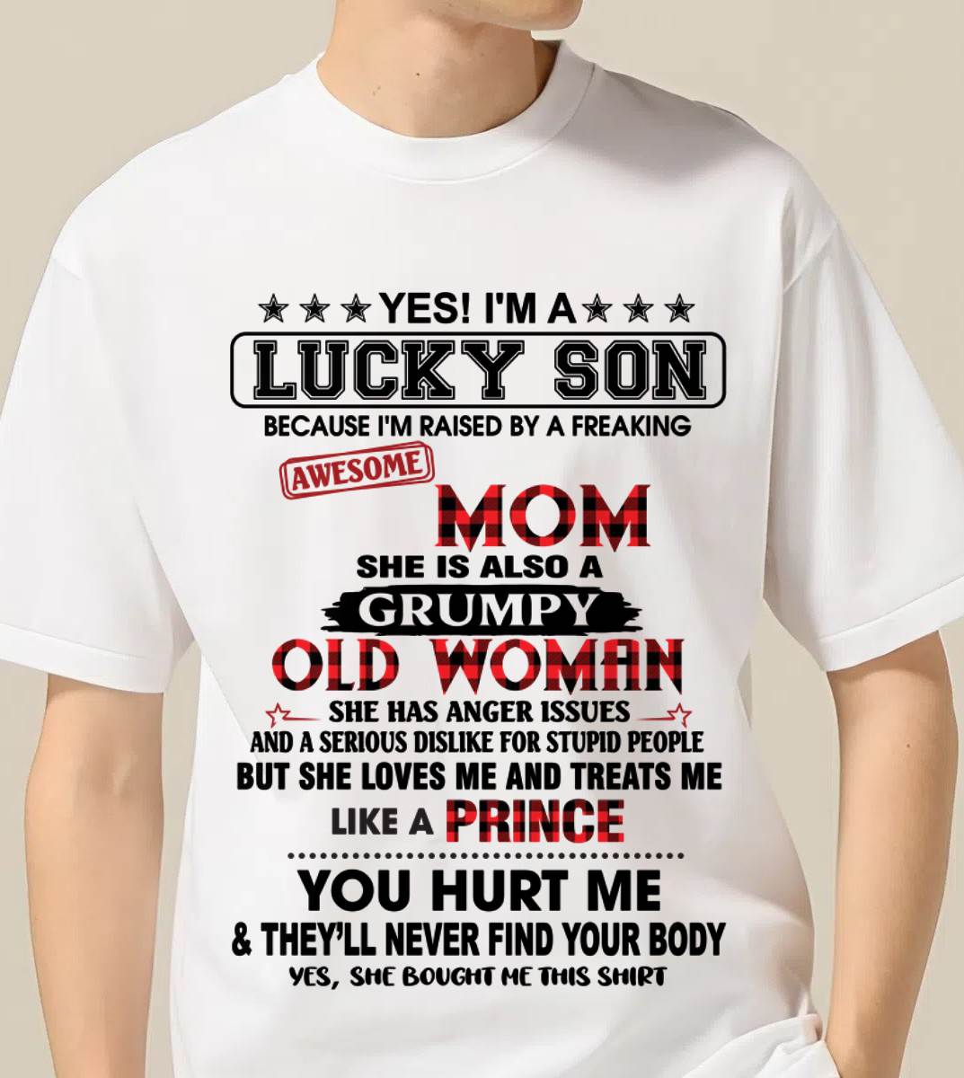 LUCKY SON – PROUD TO BE RAISED BY AN AWESOME MOM - FROM MOM - TLEE00 (SKU2603-106-00)