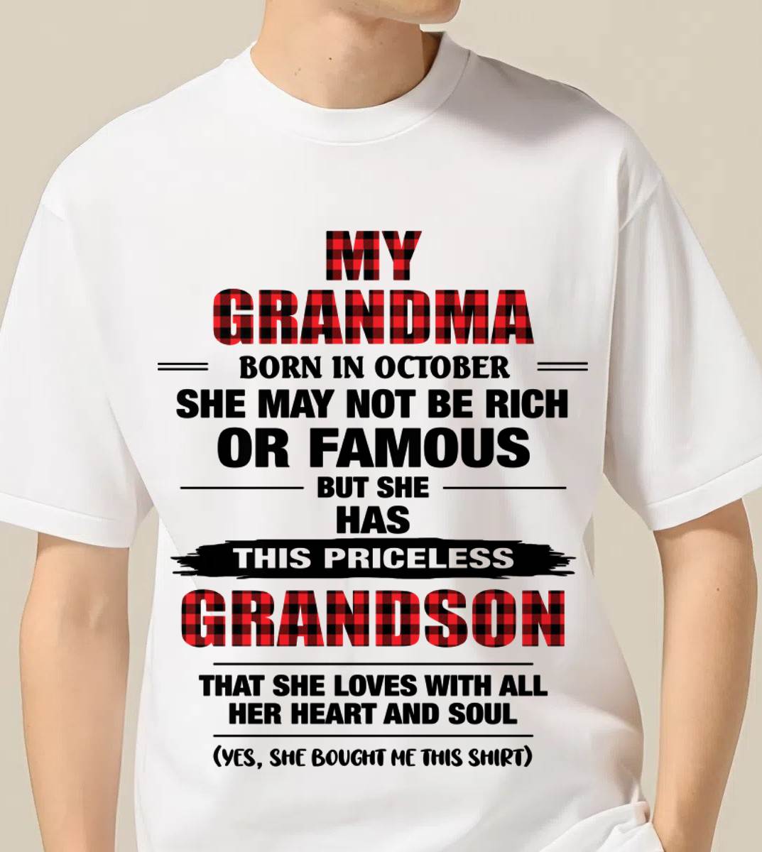OCTOBER GRANDMA LOVES ME – PRICELESS GRANDSON GIFT- FROM GRANDMA - TLEE10 (SKU2604-260-10)