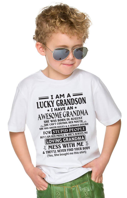 AUGUST - I AM A LUCKY GRANDSON I HAVE AN AWESOME GRANDMA - FROM GRANDMA - TLEE08 (SKU12-40-08)