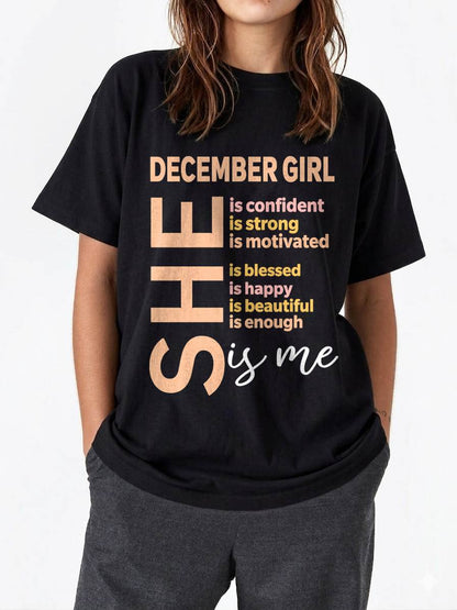 DECEMBER GIRL - SELF LOVE TYPOGRAPHY - FOR WOMEN - TLEE12 (SKU2606-255-12)