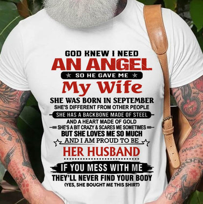 SEPTEMBER - WHEN I NEEDED AN ANGEL, GOD GAVE ME MY WIFE. PROUD TO BE HER HUSBAND - FROM WIFE - TLEE09 (SKU26T-01205-09)
