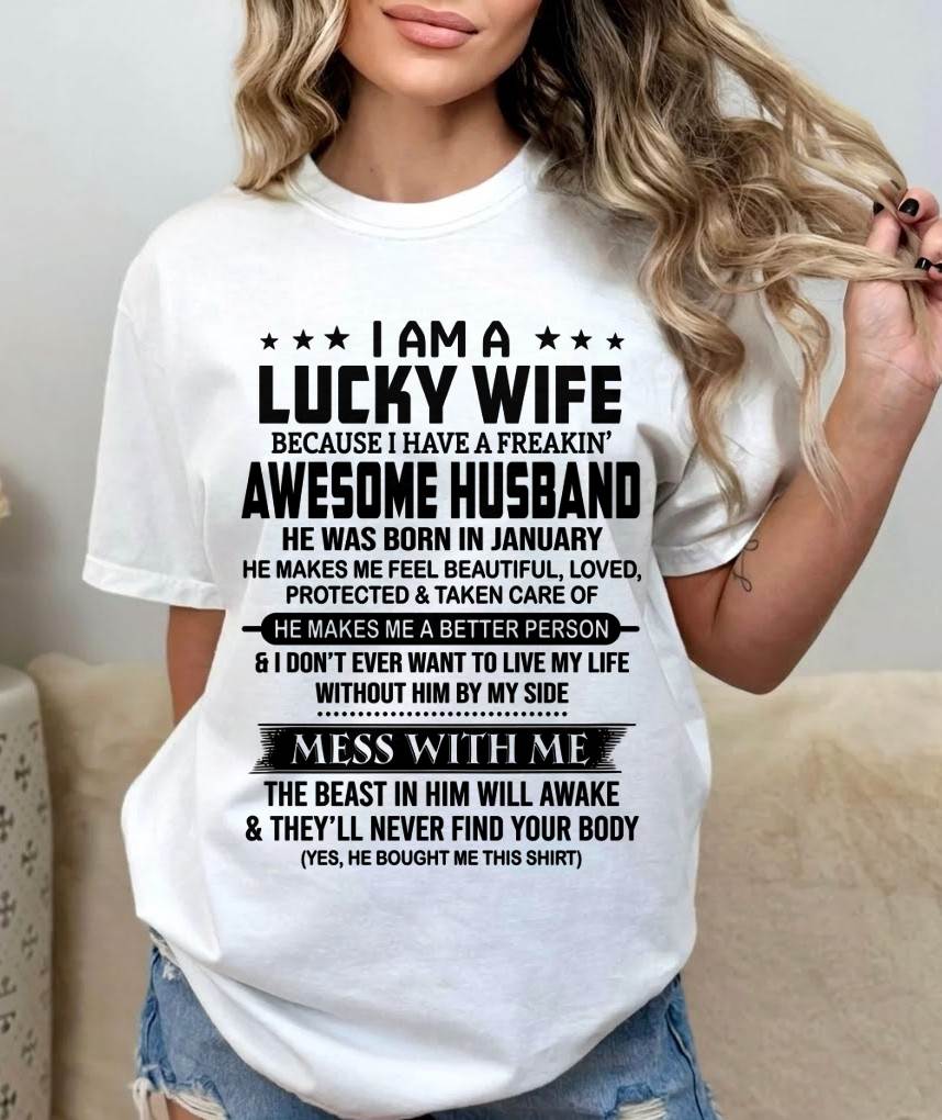 JANUARY BORN HUSBAND'S LUCKY WIFE - FROM HUSBAND - TLEE01 (SKU2605-97-01)