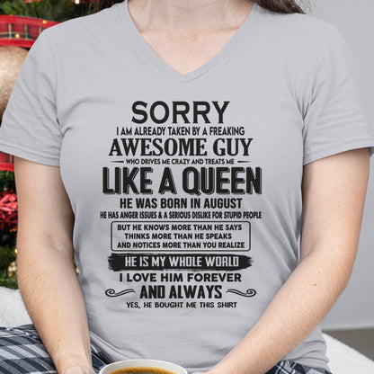August - Sorry I am already taken by a freaking awesome guy - Gift for Wife From Husband - TLEE08 (SKU08-25-08)