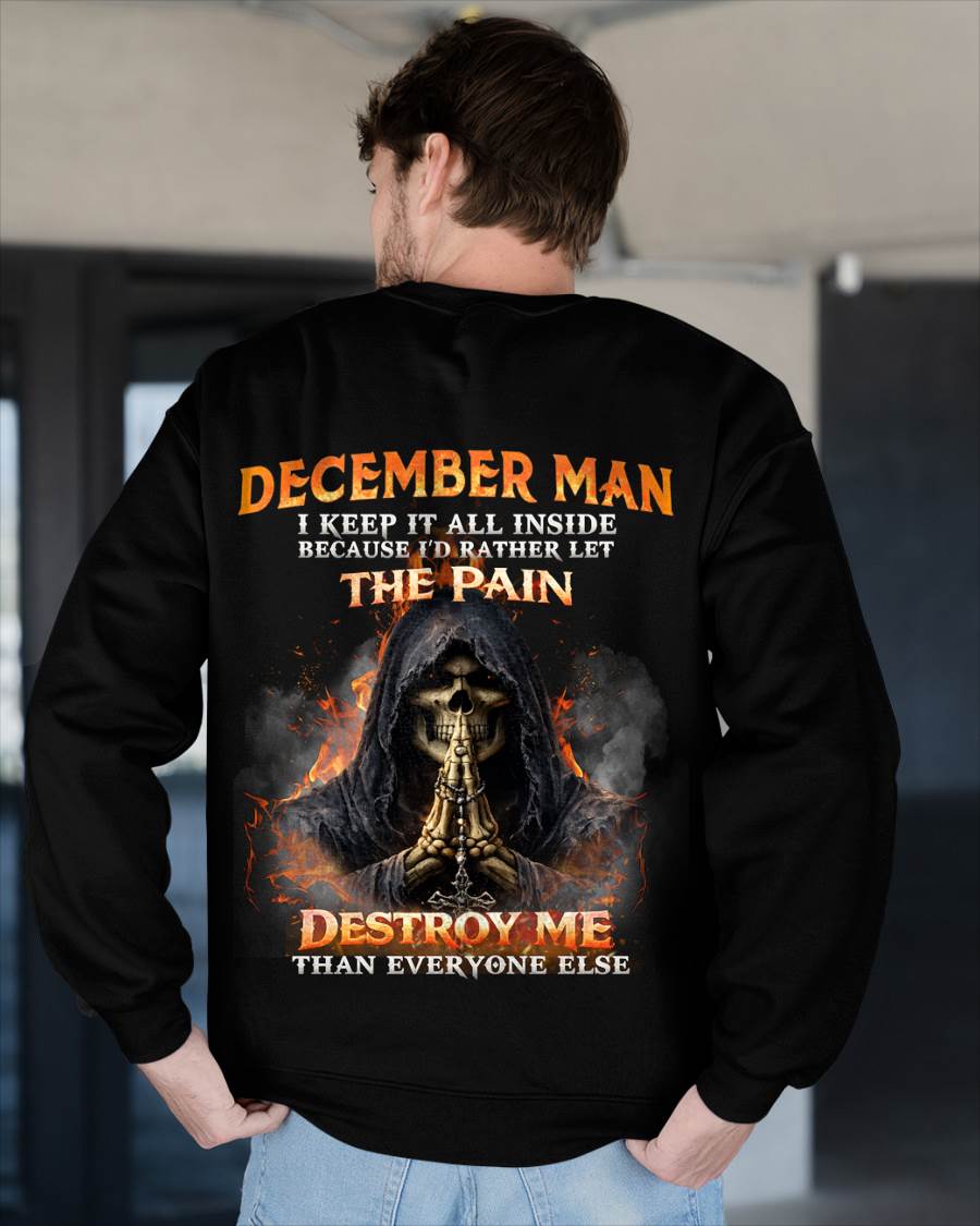 DECEMBER MAN SKULL SHIRT – I KEEP IT ALL INSIDE DARK GOTHIC T-SHIRT - FOR MAN - TLEE12 (SKU2604-136-12)