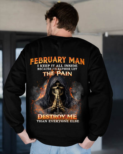 FEBRUARY MAN SKULL SHIRT – I KEEP IT ALL INSIDE DARK GOTHIC T-SHIRT - FOR MAN - TLEE02 (SKU2604-136-02)