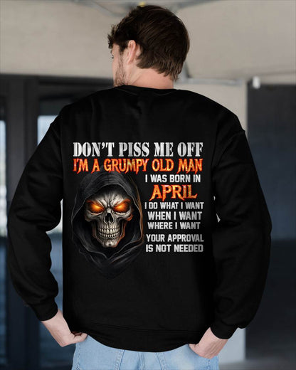 APRIL BORN GRUMPY OLD MAN SKULL T-SHIRT – FUNNY ATTITUDE SHIRT - FOR MAN - TLEE04 (SKU2603-323-04)