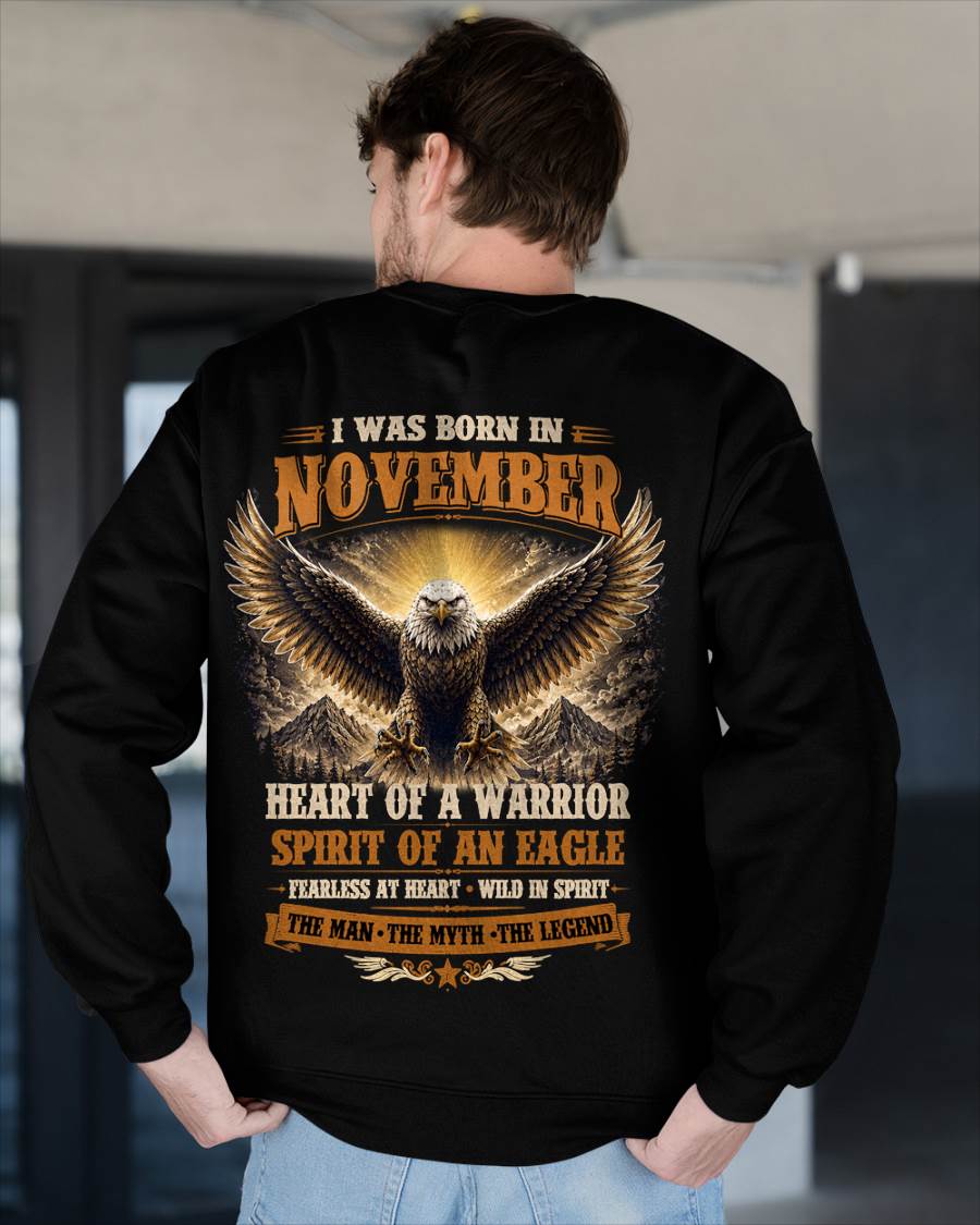 NOVEMBER BORN WARRIOR EAGLE SHIRT DESIGN - FOR MAN - TLEE11 (SKU2605-225-11)