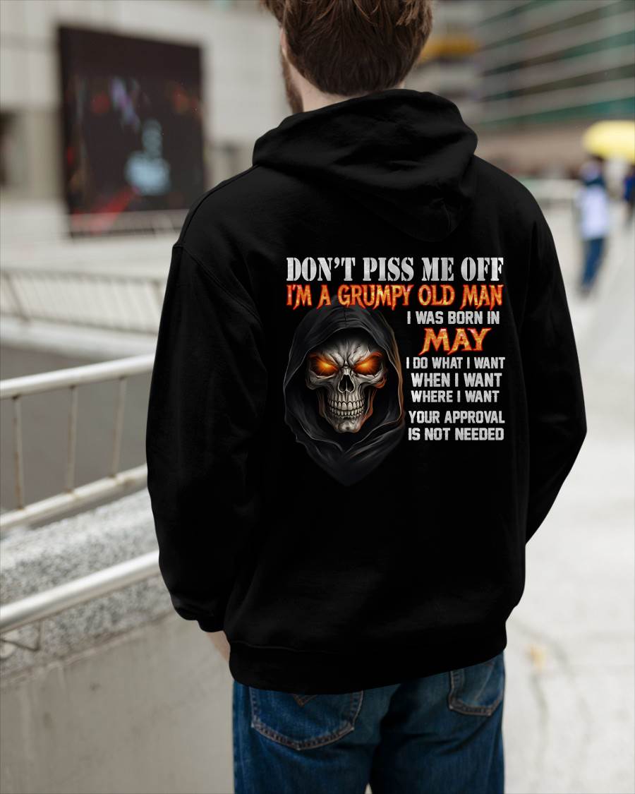 MAY BORN GRUMPY OLD MAN SKULL T-SHIRT – FUNNY ATTITUDE SHIRT - FOR MAN - TLEE05 (SKU2603-323-05)